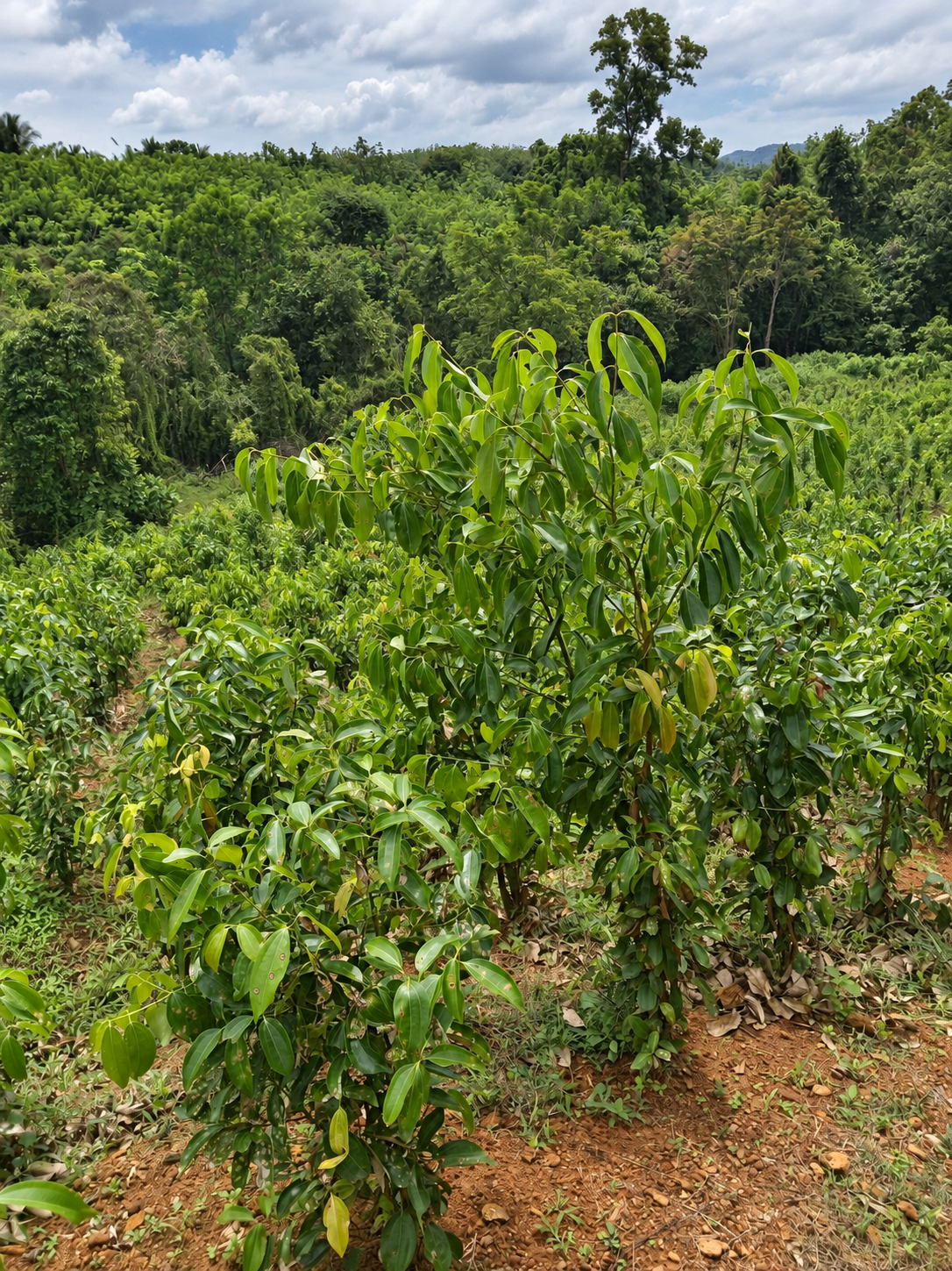 Among the cinnamon trees at the Ransiya cinnamon estate